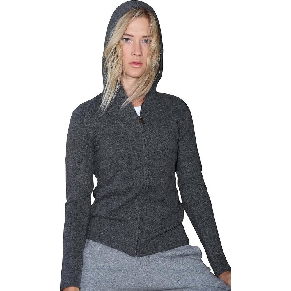 Citizen Cashmere Paris Zip Grey Hoodie Lounge Cozy Longsleeve Sweatshirt Size L